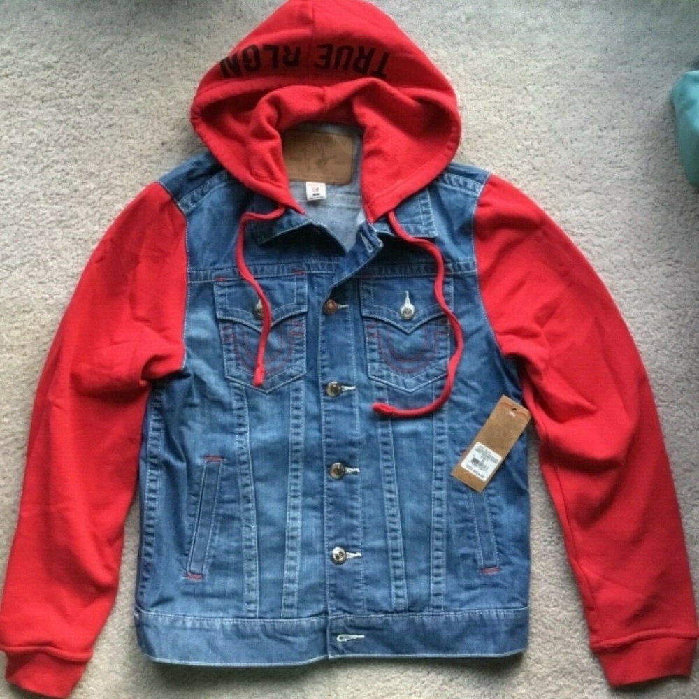 True Religion hoodie denim jacket size medium